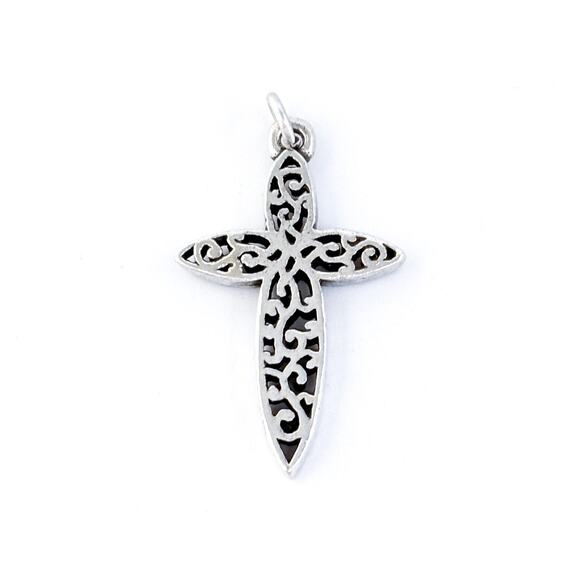 Vintage BSD Sterling Silver 925 Openwork Filigree Cross Pendant - Picture 2 of 8